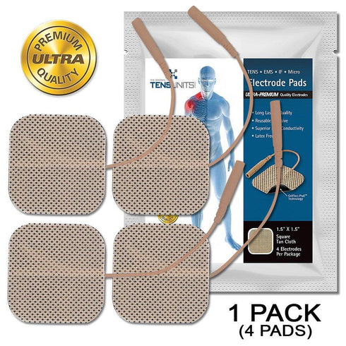 Premium Comfort Plus:  1.5" x 1.5" Square Tan Cloth Electrodes